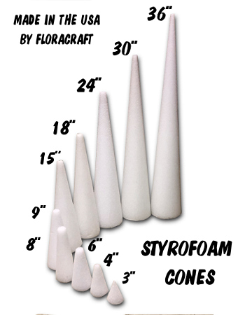 Styrofoam Cones - assorted sizes - Cappel's